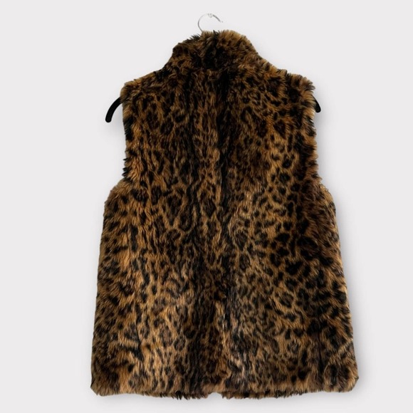 J.Crew Cheetah Print Faux Fur Vest Size XS Animal Print Sleeveless Jacket - Picture 3 of 4
